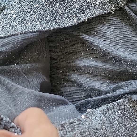 NWT ZARA LONG SLEEVE BLOUSE SILVER METALLIC - Picture 6 of 6